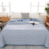 AYktou Reversible Patchwork Quilts Queen Size, 78.74x59.05in Lightweight Plaid Bedspreads Coverlets Quilt Bedding Blanket for All Seasons Light blue