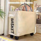 Darzheoy Laundry Baskets with Wheels and Handle, Collapsible Laundry Baskets, Clothes Laundry Basket with Removable Wash Bags for College Dorm, Rolling Laundry Hamper Beige
