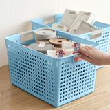 Darzheoy Laundry Basket, 2 pcs Plastic Hamper with Handles, Open Storage Bin to Organize Closets, Cabinets, Pantry, Shelving and Countertop Space, Suitable for Families and Dorms 1PC-Blue