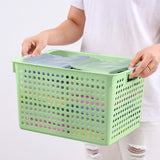 Darzheoy Laundry Basket, 2 pcs Plastic Hamper with Handles, Open Storage Bin to Organize Closets, Cabinets, Pantry, Shelving and Countertop Space, Suitable for Families and Dorms 1PC-Green
