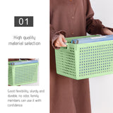 Darzheoy Laundry Basket, 2 pcs Plastic Hamper with Handles, Open Storage Bin to Organize Closets, Cabinets, Pantry, Shelving and Countertop Space, Suitable for Families and Dorms 1PC-Green