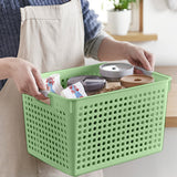Darzheoy Laundry Basket, 2 pcs Plastic Hamper with Handles, Open Storage Bin to Organize Closets, Cabinets, Pantry, Shelving and Countertop Space, Suitable for Families and Dorms 1PC-Green