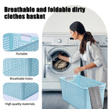 Darzheoy Laundry Basket, 2 pcs Plastic Hamper with Handles, Open Storage Bin to Organize Closets, Cabinets, Pantry, Shelving and Countertop Space, Suitable for Families and Dorms 3PC-Blue