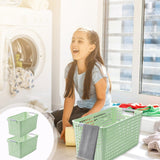 Darzheoy Laundry Basket, 2 pcs Plastic Hamper with Handles, Open Storage Bin to Organize Closets, Cabinets, Pantry, Shelving and Countertop Space, Suitable for Families and Dorms 3PC-Green