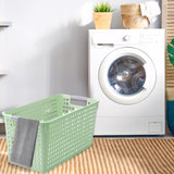 Darzheoy Laundry Basket, 2 pcs Plastic Hamper with Handles, Open Storage Bin to Organize Closets, Cabinets, Pantry, Shelving and Countertop Space, Suitable for Families and Dorms 3PC-Green