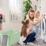 Darzheoy Laundry Basket, 2 pcs Plastic Hamper with Handles, Open Storage Bin to Organize Closets, Cabinets, Pantry, Shelving and Countertop Space, Suitable for Families and Dorms 3PC-Green