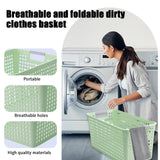 Darzheoy Laundry Basket, 2 pcs Plastic Hamper with Handles, Open Storage Bin to Organize Closets, Cabinets, Pantry, Shelving and Countertop Space, Suitable for Families and Dorms 3PC-Green