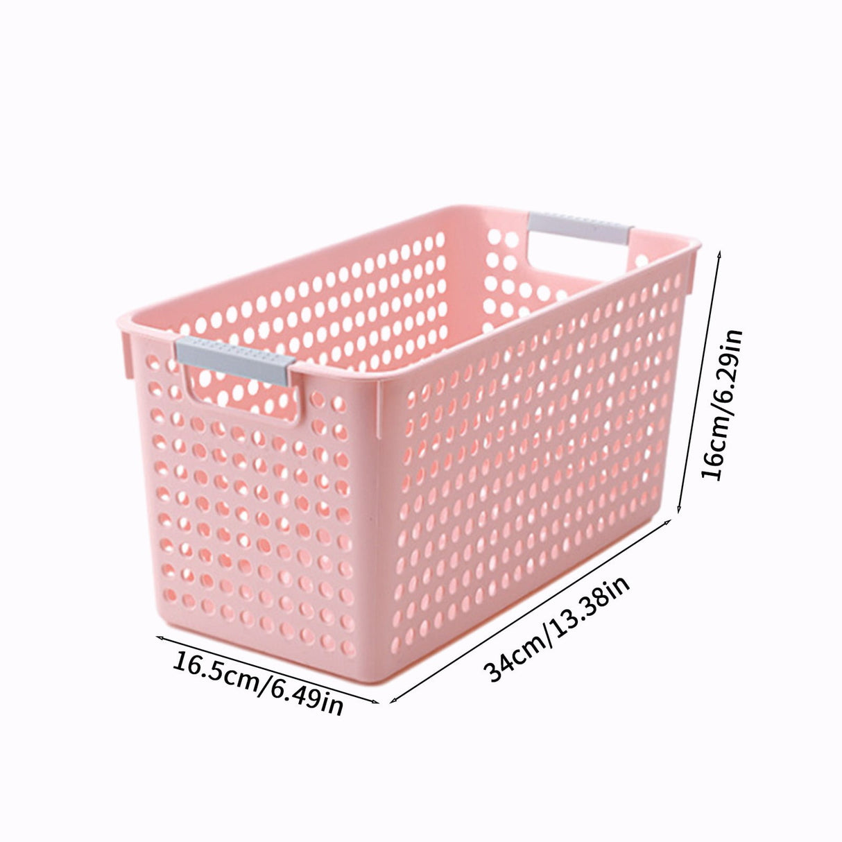 Darzheoy Laundry Basket, 2 pcs Plastic Hamper with Handles, Open Storage Bin to Organize Closets, Cabinets, Pantry, Shelving and Countertop Space, Suitable for Families and Dorms 3PC-Pink