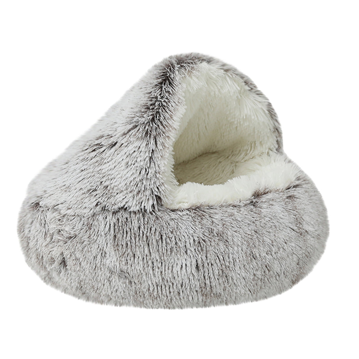 Darzheoy Calming Dog Beds & Cat Cave Bed with Hooded Cover, Removable Washable Round Beds for Small Medium Pets, Anti-Slip Plush Coved Bed for Pet (20"x20") H
