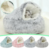 Darzheoy Calming Dog Beds & Cat Cave Bed with Hooded Cover, Removable Washable Round Beds for Small Medium Pets, Anti-Slip Plush Coved Bed for Pet (20"x20") O