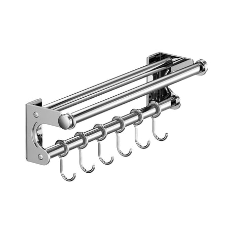Kdkad Kitchen Organization and Storage Rack, Wall Mounted Pots and Pans Rack, Stainless Steel Metal Wall Shelf with Hooks for Hanging Pots and Pans for Kitchen Bathroom Bedroom Pantry 30 * 9 * 9cm/11.81 * 3.54 * 3.54inch A