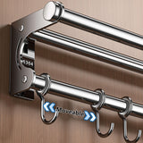 Kdkad Kitchen Organization and Storage Rack, Wall Mounted Pots and Pans Rack, Stainless Steel Metal Wall Shelf with Hooks for Hanging Pots and Pans for Kitchen Bathroom Bedroom Pantry 30 * 9 * 9cm/11.81 * 3.54 * 3.54inch A