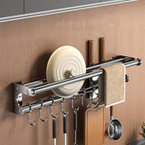 Kdkad Kitchen Organization and Storage Rack, Wall Mounted Pots and Pans Rack, Stainless Steel Metal Wall Shelf with Hooks for Hanging Pots and Pans for Kitchen Bathroom Bedroom Pantry 40 * 9 * 9cm/15.75 * 3.54 * 3.54inch S_ilver