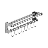 Kdkad Kitchen Organization and Storage Rack, Wall Mounted Pots and Pans Rack, Stainless Steel Metal Wall Shelf with Hooks for Hanging Pots and Pans for Kitchen Bathroom Bedroom Pantry 40 * 9 * 9cm/15.75 * 3.54 * 3.54inch S_ilver