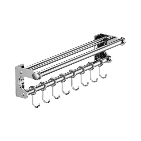 Kdkad Kitchen Organization and Storage Rack, Wall Mounted Pots and Pans Rack, Stainless Steel Metal Wall Shelf with Hooks for Hanging Pots and Pans for Kitchen Bathroom Bedroom Pantry 40 * 9 * 9cm/15.75 * 3.54 * 3.54inch S_ilver