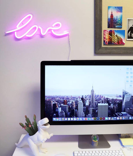 LED Neon Pink “Love” Wall Sign For Cool Light, Wall Art, Bedroom Decorations, Home Accessories, Party, Valentines Day, and Holiday Decor: Powered by USB Wire