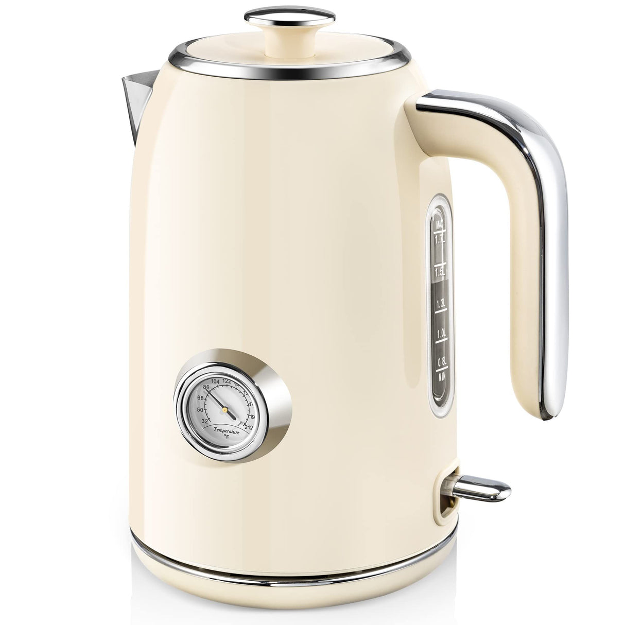 Electric Kettle, 1.7L Stainless Steel Tea Kettle with Temperature Gauge, Water Boiler with LED Light, BPA-Free, Auto Shut-Off