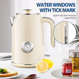 Electric Kettle, 1.7L Stainless Steel Tea Kettle with Temperature Gauge, Water Boiler with LED Light, BPA-Free, Auto Shut-Off