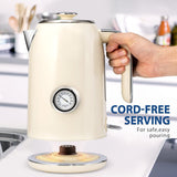 Electric Kettle, 1.7L Stainless Steel Tea Kettle with Temperature Gauge, Water Boiler with LED Light, BPA-Free, Auto Shut-Off