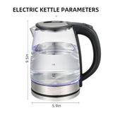 Electric Kettle, Glass Electric Tea Kettle/Hot Water Boiler/Heater with Auto Shut Off Function (1.8L) BPA Free Stainless Steel