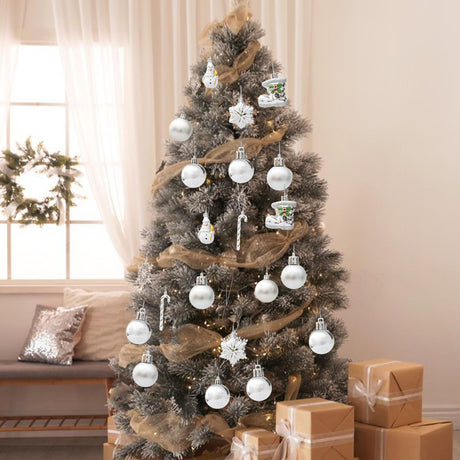 Set of 20 Atmospheric Reusable Silver Ornaments for Christmas, Hangable for Christmas Decorations and Christmas Tree Decorations