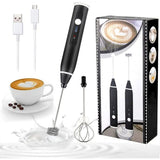 USB Rechargeable Milk Frother Handheld Multi-functional Electric Foam Maker with 2 Stainless Whisks,3-Speed Adjustable Mini
