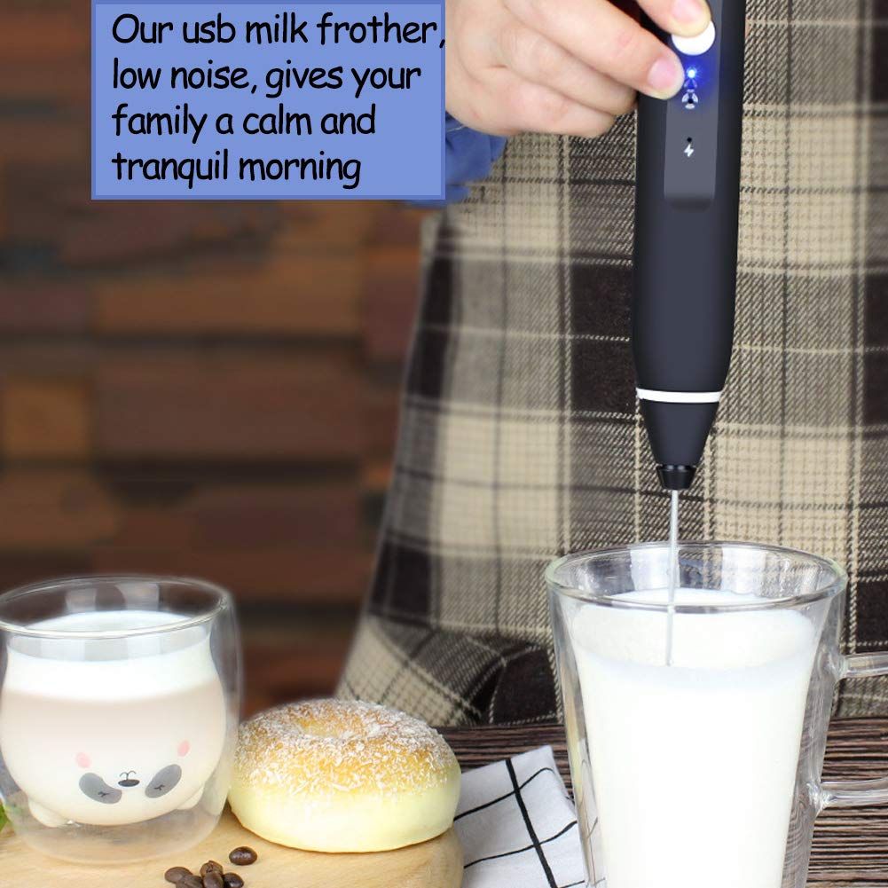 USB Rechargeable Milk Frother Handheld Multi-functional Electric Foam Maker with 2 Stainless Whisks,3-Speed Adjustable Mini