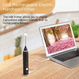USB Rechargeable Milk Frother Handheld Multi-functional Electric Foam Maker with 2 Stainless Whisks,3-Speed Adjustable Mini