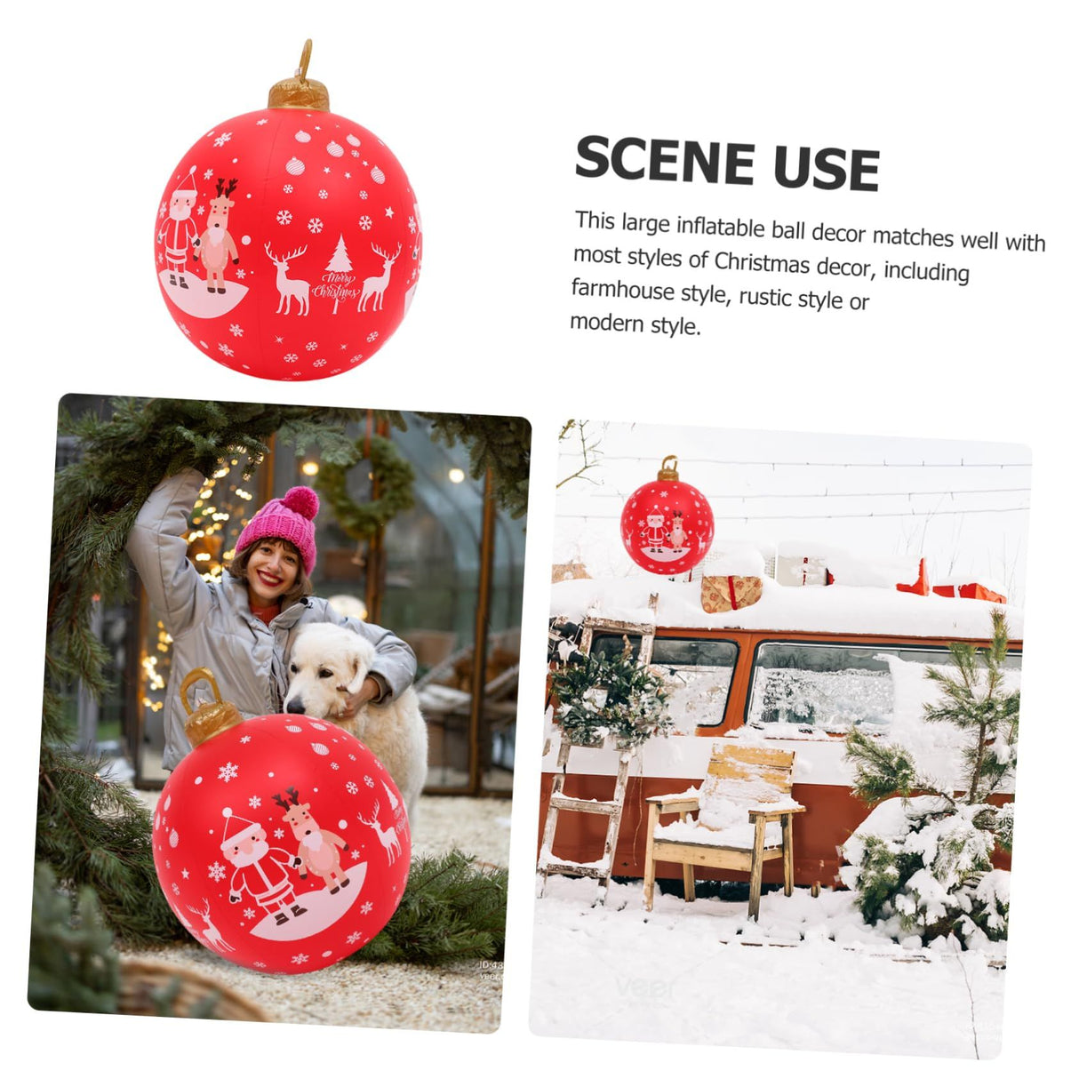 Inflatable balloons, holiday decorations, Christmas garden spheres, Christmas decorations, Christmas inflatable outdoors