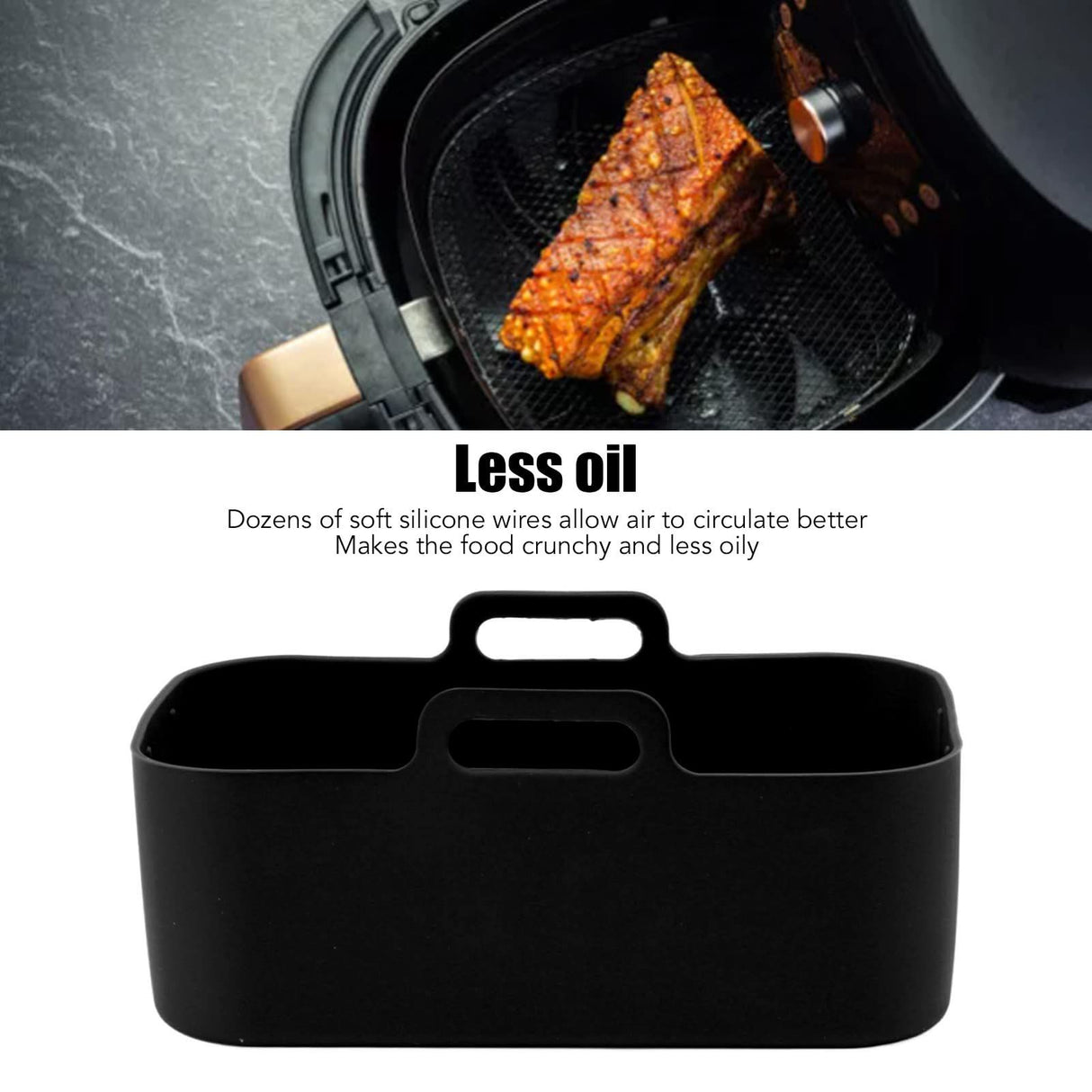Air Fryer Liners for Dual Air Fryer, Double Silicone Pot Reusable Accessories Airfryer ( Large Black)