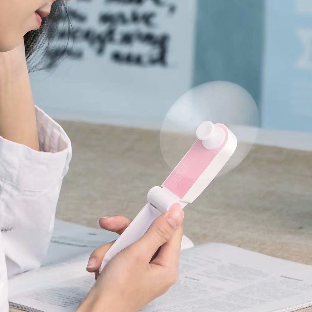 2 pcs Personal Handheld Fan, Mini Portable Pocket Fan, Little Folding Fans USB Rechargeable for Woman Girls Makeup Outdoor Travel
