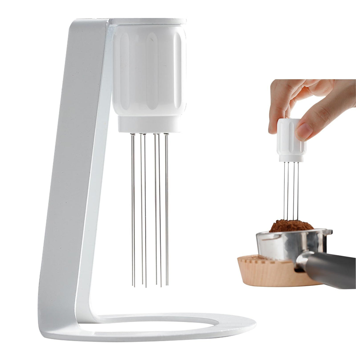Espresso Distribution Tool, 0.4mm Espresso Tools Coffee Stirrer Distributor Espresso Machine Accessories with Magnetic (White)