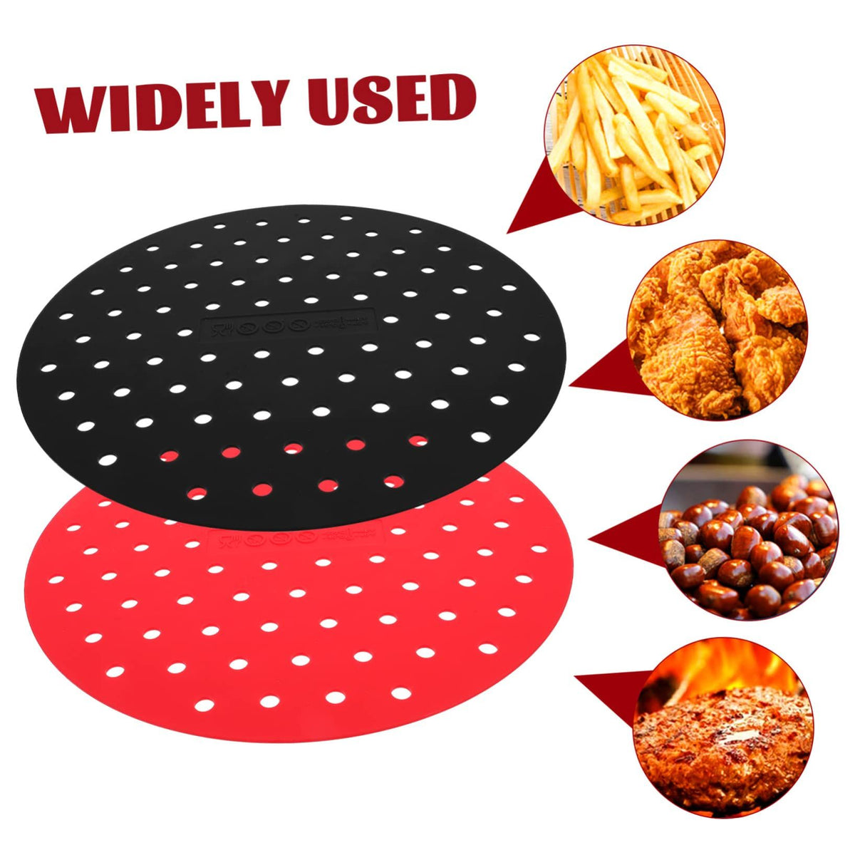 4pcs Silicone Pad Square Silicone Mat Reusable Fryer Mat Fryer Accessories Fryer Tray Fryer Parchment Paper Fryer Pad Oven