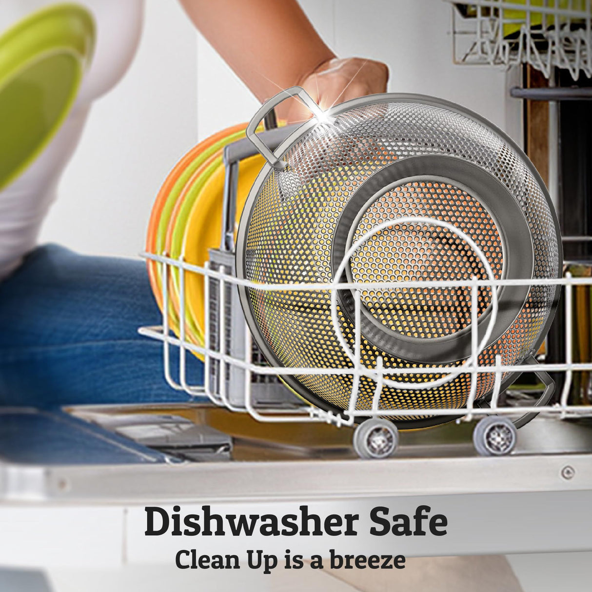 Stainless Steel Kitchen Strainer For Washing Rice, Pasta And Small Grains fruits or strain rice faster than ever