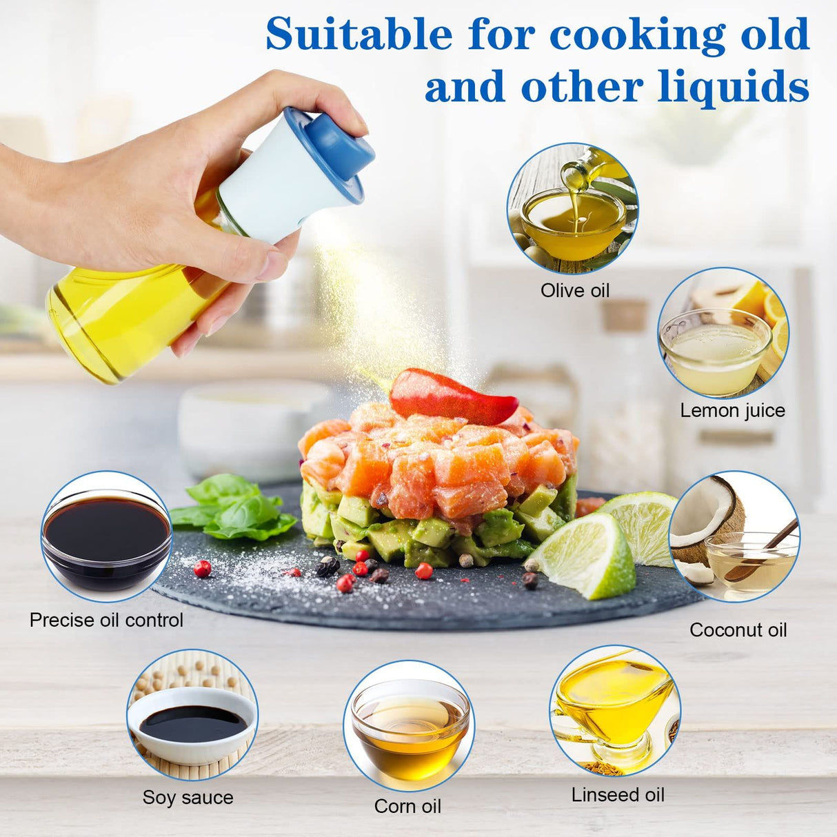 Oil Sprayer for Cooking, Olive Oil Sprayer Mister, 150ml Olive Oil Spray Bottle, Olive Oil Spray for Salad, BBQ, Kitchen Baking