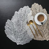 Metallic Vinyl Christmas Festival Lunch Mats Leaf Holiday Party Restaurant Home Table Decoration,(2pcs)