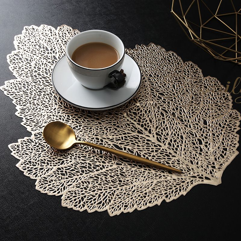 Metallic Vinyl Christmas Festival Lunch Mats Leaf Holiday Party Restaurant Home Table Decoration,(2pcs)