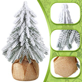 3 Pcs Snow Tabletop Christmas Trees, Snow Flocked Mini Tabletop Pine Trees with Wooden Base,Artificial Desk Christmas Trees for Xmas Holiday Home Party Table Decorations(22cm)