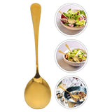 1Set Golden Stainless Steel Salad Serving Set Ergonomic Spoon and Fork for Daily Use