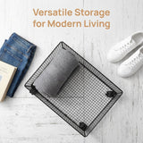 Storage for Under Bed Black Metal Rolling Container with Stackable Multilayer Design