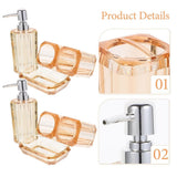 Bathroom Accessories Set, Golden Acrylic, Stainless Steel, Soap Dispenser, Toothbrush Holder 1Set