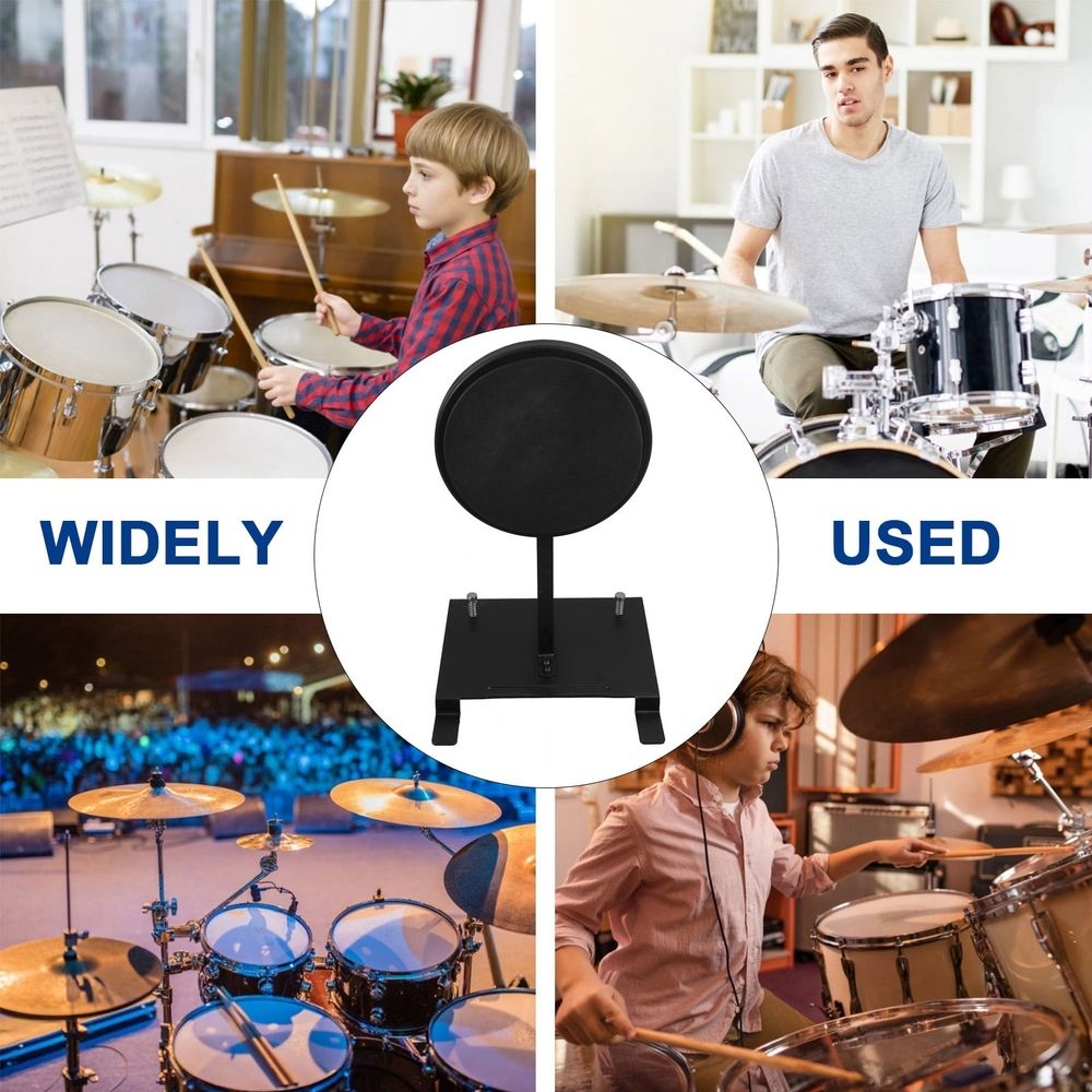 Black Drumming Practice Pad with Steel Bass Drum Foot Pedal for Quiet Drum Training