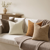 Pack of 4 Brown Couch Throw Pillow Covers 18x18 Inch Soft Decorative Chenille Pillows Farmhouse Accent Cushions for Boho Home Decor Spring Sofa Bedroom Living Room(Excluding pillow insert)