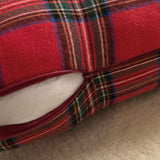 Pack of 2 Christmas Plaid Decorative Throw Pillow Covers Scottish Tartan Cushion Case for Farmhouse Home Holiday Decor Red, 18 x 18 Inches