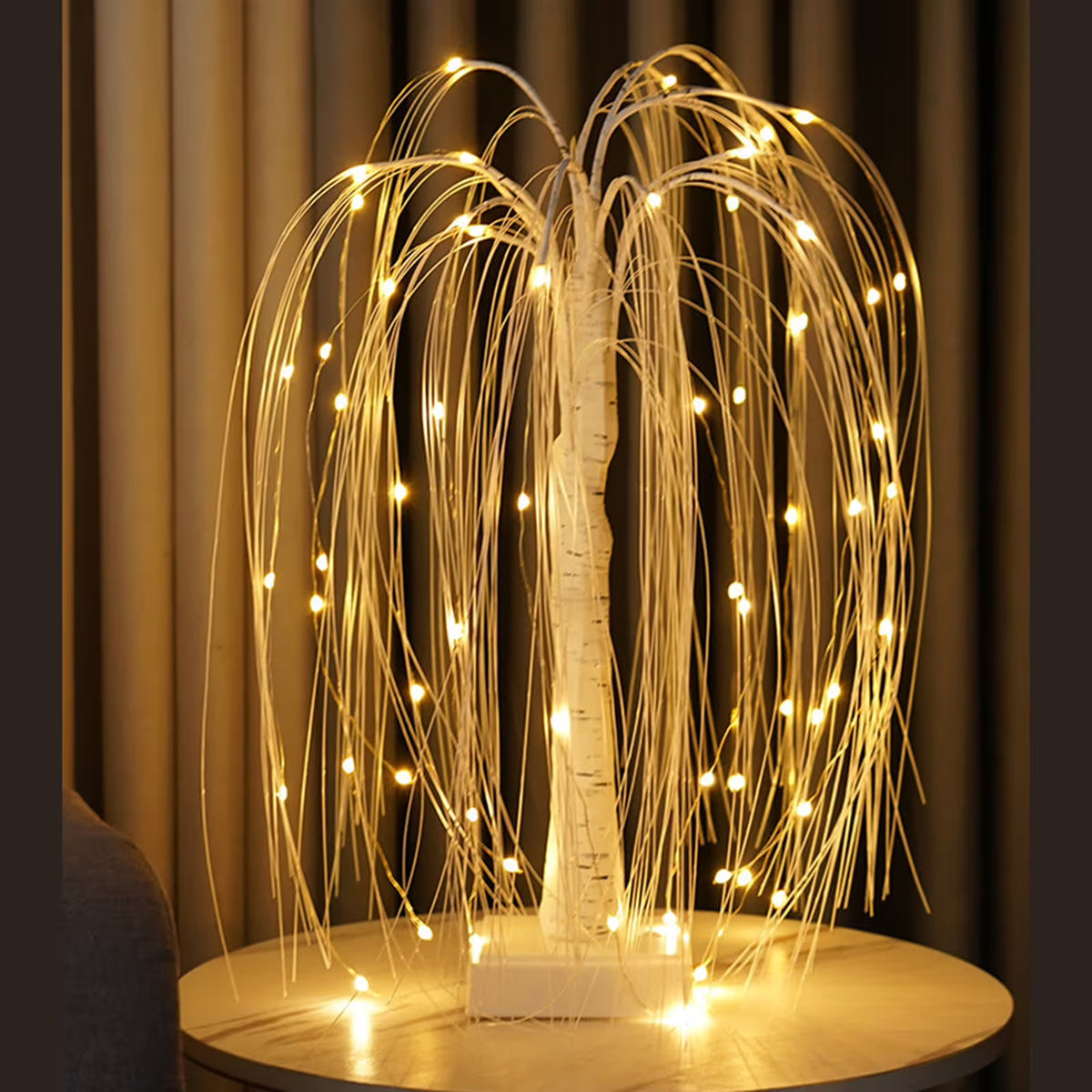 Light up Tree Decor Indoor, 60 LED 19.7Inch RGB Lighted Tree Tabletop Lamp, Small White Willow Tree with Lights for Birthday Thanksgiving Wedding Party Home Decoration