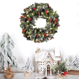 Pre-Lit Christmas Wreath with Lights Artificial Christmas Wreath Decorated with Pine Cones Berry Clusters Frosted Branches Ball Ornaments Christmas Decorations for Window Indoor & Outdoor(18")