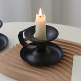 Retro Iron Taper Candle Holder, Candlestick Holder Candlelight Stand with Handle Simple Ring Candle Stick Holder for Wedding Dinning Party Dinning Home Events Desktop Table Decor