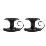 Retro Iron Taper Candle Holder Set of 2, Candlestick Holders Candlelight Stand with Handle Simple Ring Candle Stick Holder for Wedding Dinning Party Dinning Home Events Desktop Table Decor