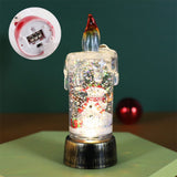 Christmas Flameless Candle Snow Globe Battery Operated, 5 Inches Swirling Water Glittering Lighted Snow Globe Candlestick Thanksgiving Christmas Decoration (Snowman)
