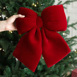 Brick Red Handcrafted Velvet Christmas Wreath Bow, Large Christmas Red Velvet Bows Knots with Stuffed Red Christmas Bows for Winter Christmas Party Favor Home Outdoor New Year Decoration(10in)
